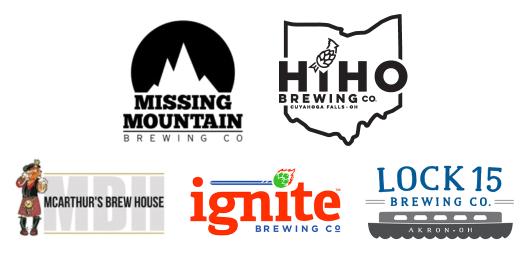 Five brewery logos: Missing Mountain, HiHO, McArthur's, Ignite, Lock 15