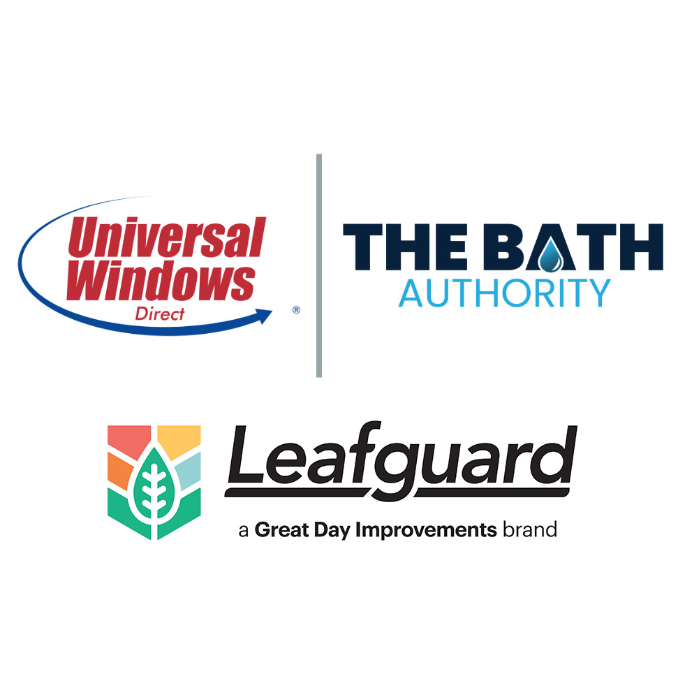 Universal Windows Direct, The Bath Authority, Leafguard Logo